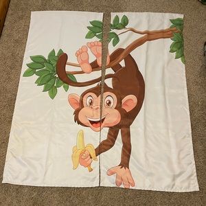 Cartoon monkey window curtains- 2 panels per set